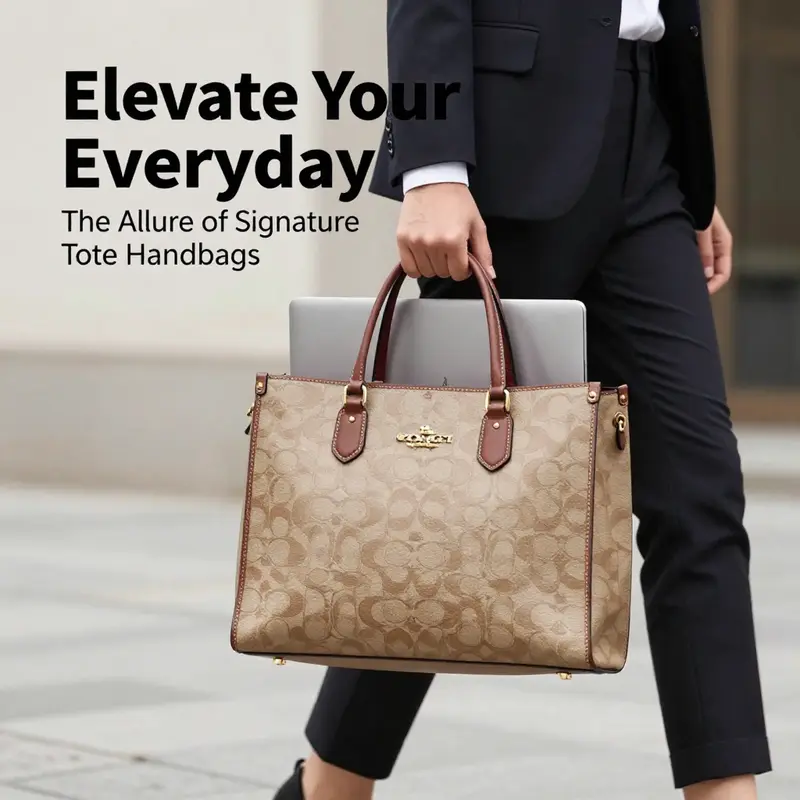 Elegant details of the Coach Signature Tote showcasing exquisite craftsmanship.