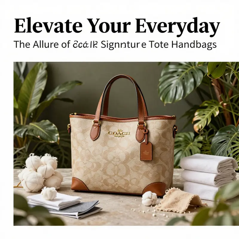 Elegant details of the Coach Signature Tote showcasing exquisite craftsmanship.
