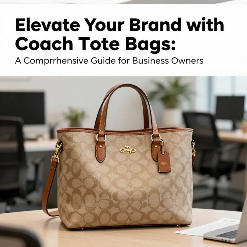 A stylish Coach tote bag being showcased in a business environment, representing its functionality and elegance.