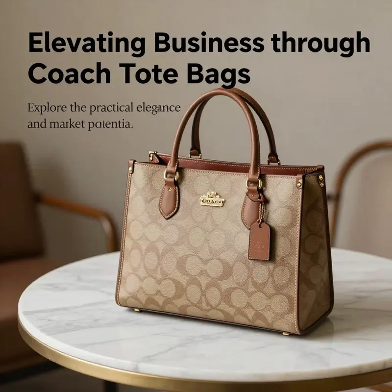 An elegant Coach Tote bag displayed on a marble surface, representing its luxury and premium quality.