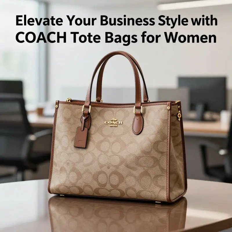 A COACH tote bag showcased in an office environment, emphasizing its elegance and practicality.