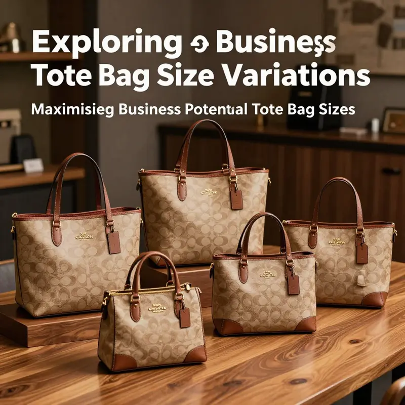 A showcase of the different sizes of Coach tote bags, illustrating their unique dimensions.