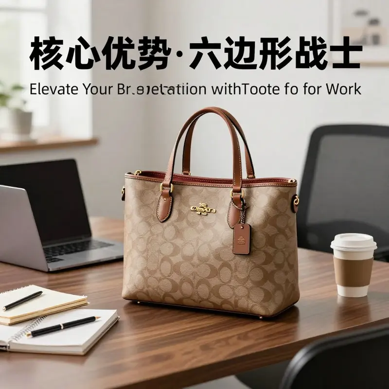 A Coach tote bag exemplifies the fusion of style and practicality in a professional setting.