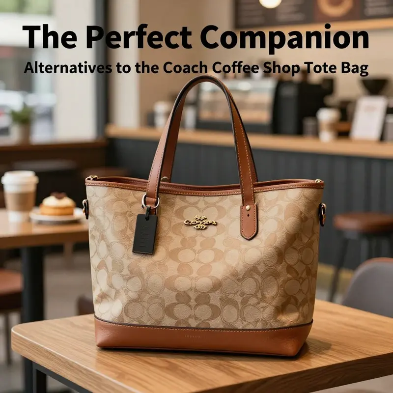 A Coach tote bag displayed in a cozy coffee shop, highlighting its stylish fit for business owners.