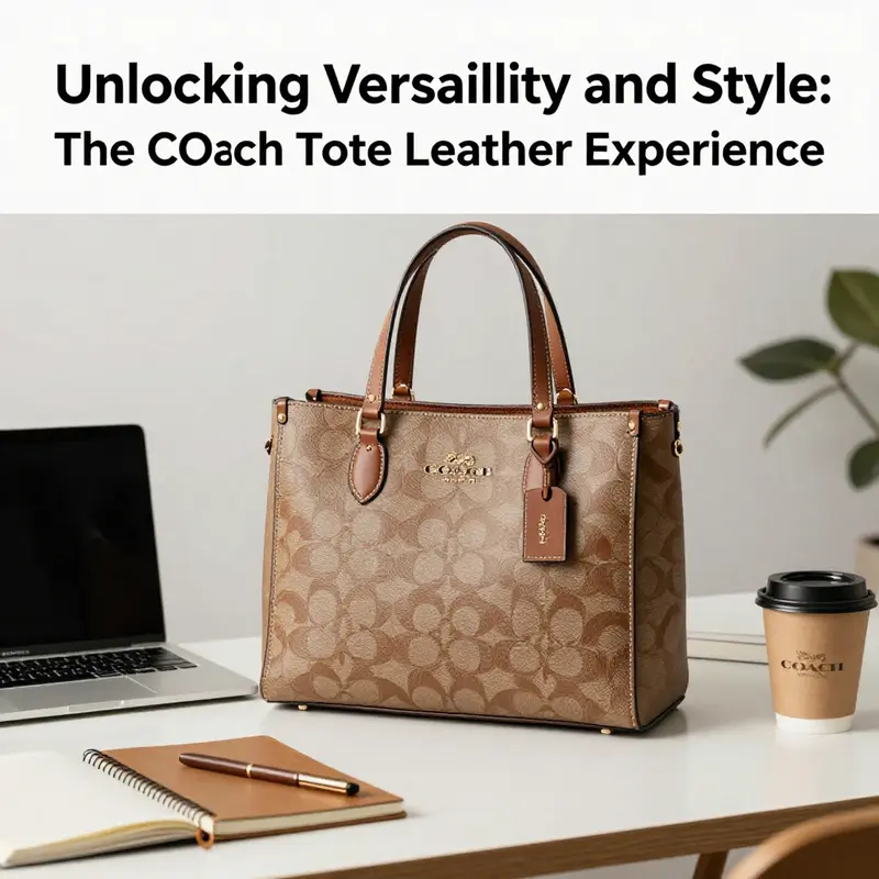A COACH leather tote bag beautifully arranged on a modern workspace with business tools.
