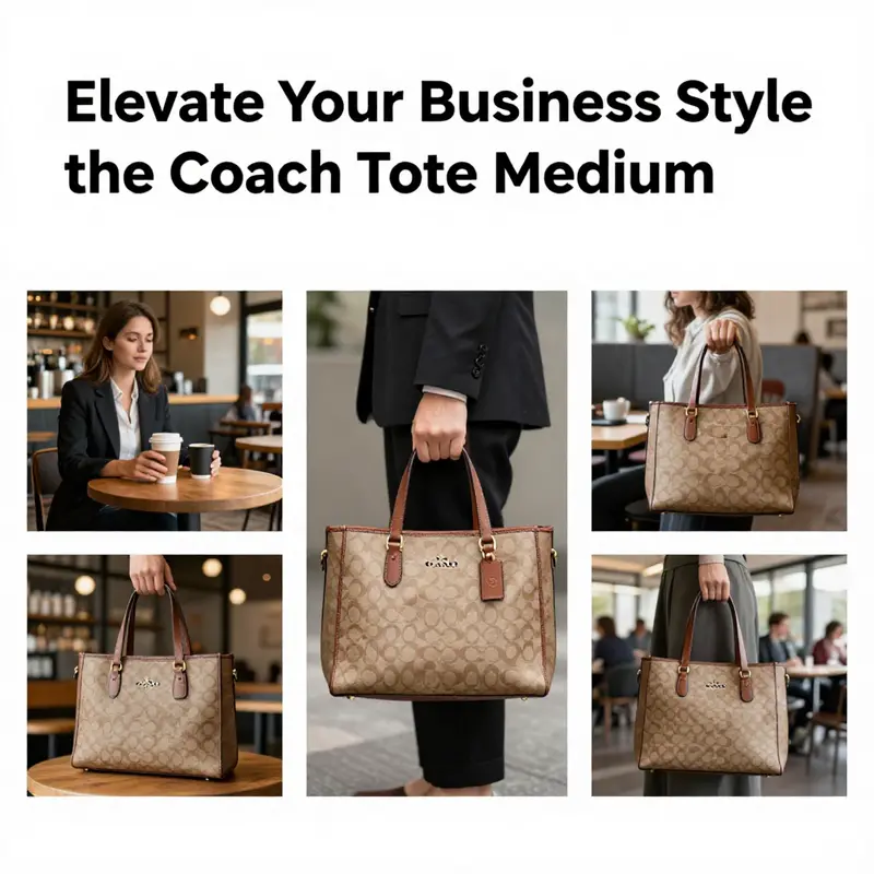 Highlighting the specifications and features of the Coach Tote Medium.