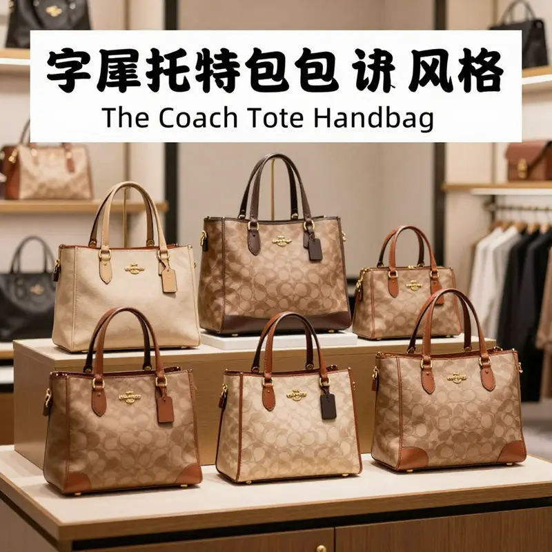 Diverse styles within the Coach tote handbag product line.