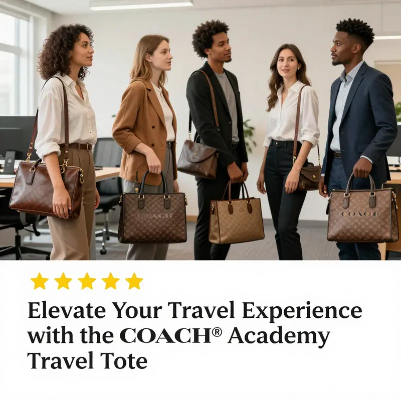 Specifications highlighting the craftsmanship and materials of the COACH® Academy Travel Tote.