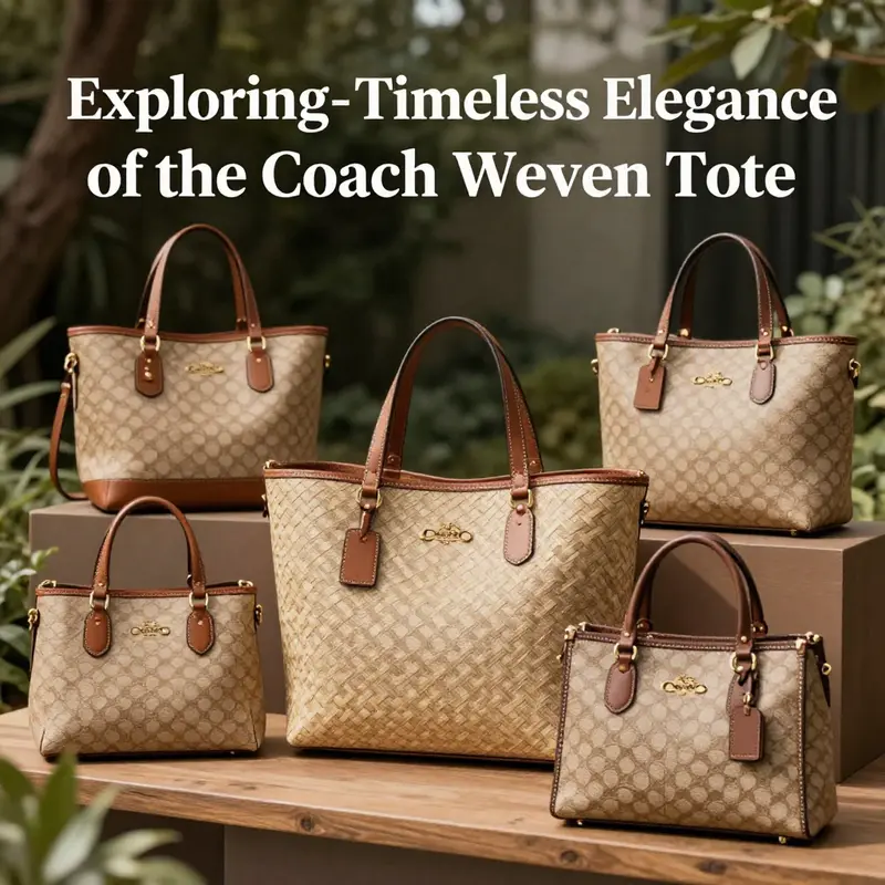 A picturesque view of the Coach woven tote in a natural setting, reflecting its stylish nature and robust functionality.