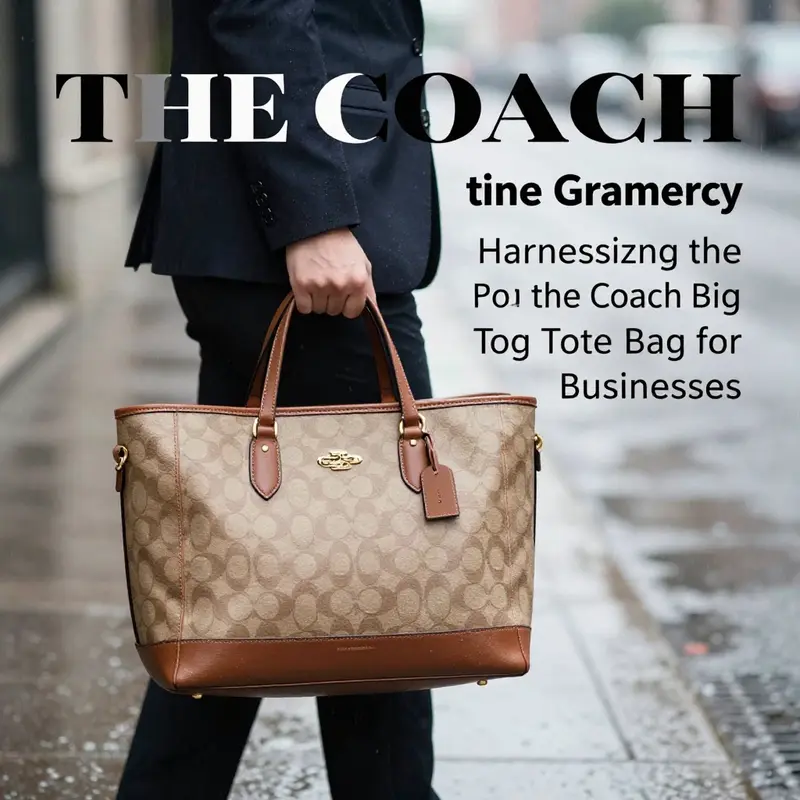 The Coach Gramercy Tote Bag paired with essential business items, highlighting its spacious design.