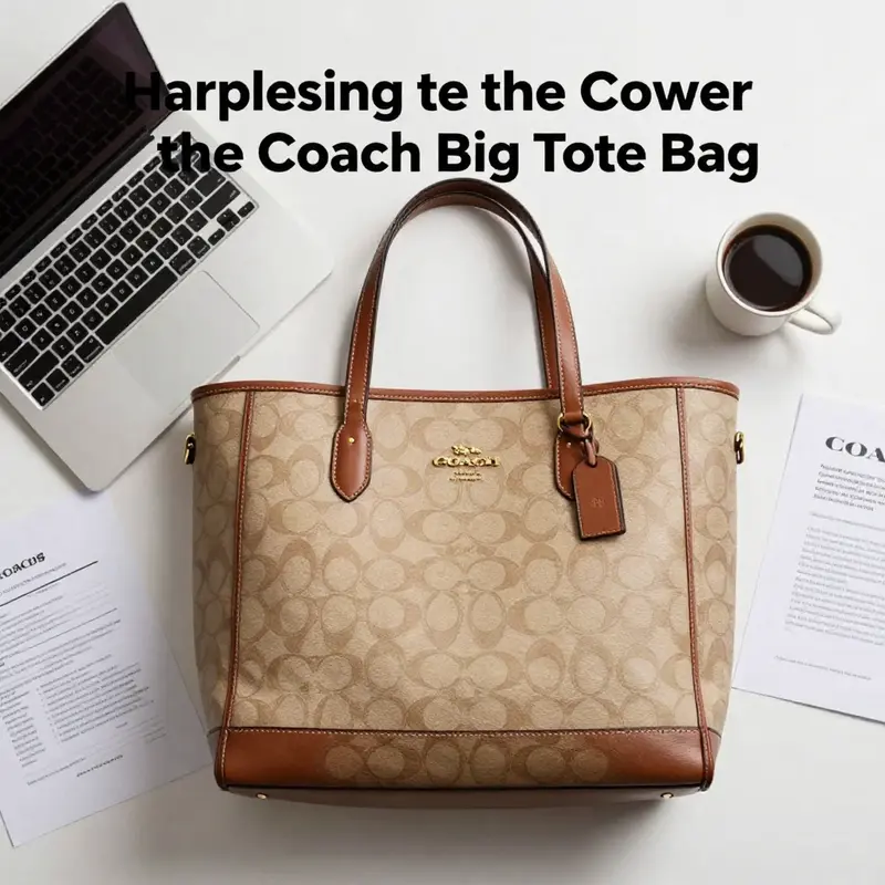 The Coach Gramercy Tote Bag paired with essential business items, highlighting its spacious design.