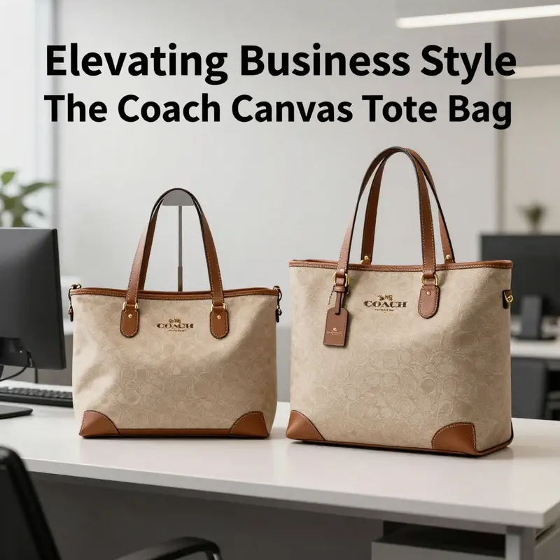 A modern workspace showcasing the Coach canvas tote bags that blend elegance with functionality.