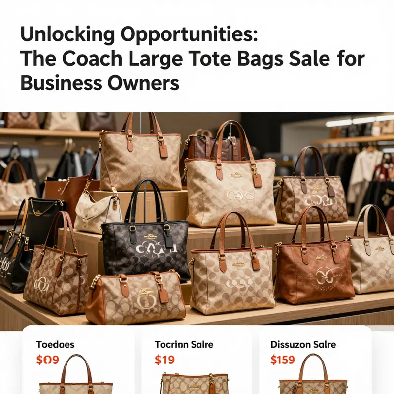 Highlighted discounts on Coach large tote bags in an Amazon sales section.