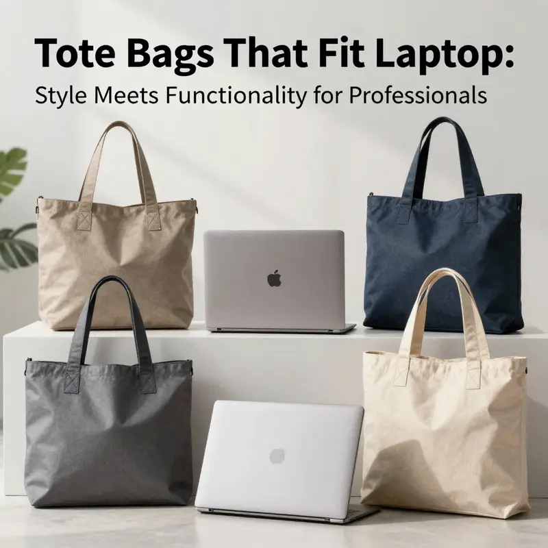An array of fashionable tote bags specifically designed to accommodate laptops, highlighting their versatility and style.