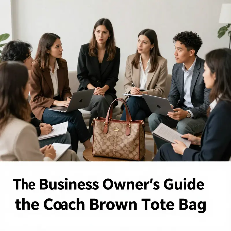 Showcasing the elegant details of the Coach Brown Tote Bag including its durable material and practical design.