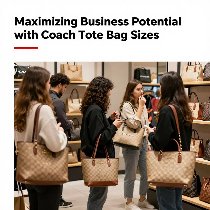A showcase of the different sizes of Coach tote bags, illustrating their unique dimensions.