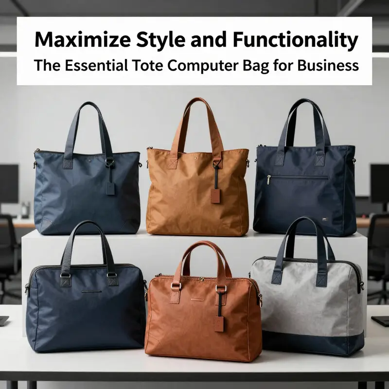 Stylish tote computer bags highlighting their practical features in a modern office setting.