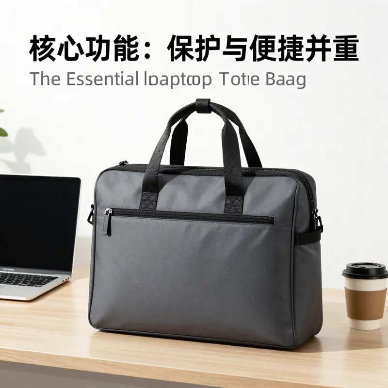 The essential features of a laptop tote bag, designed for protection and convenience.