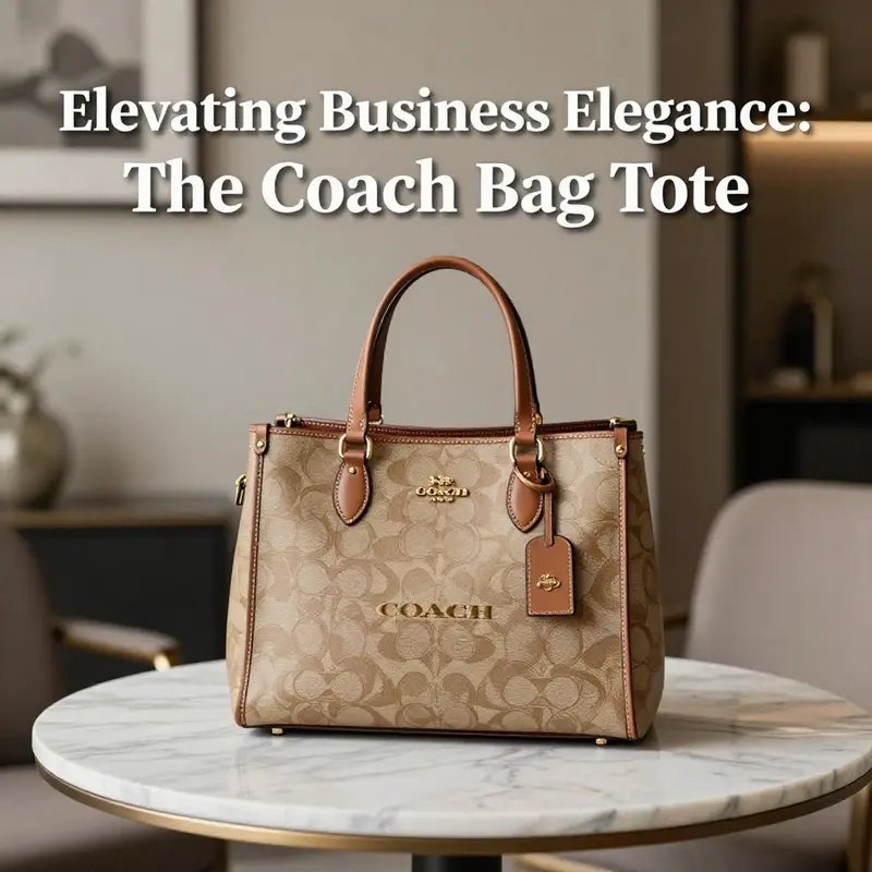 An elegant display of a Coach Bag Tote on a marble table, emphasizing its luxurious design.