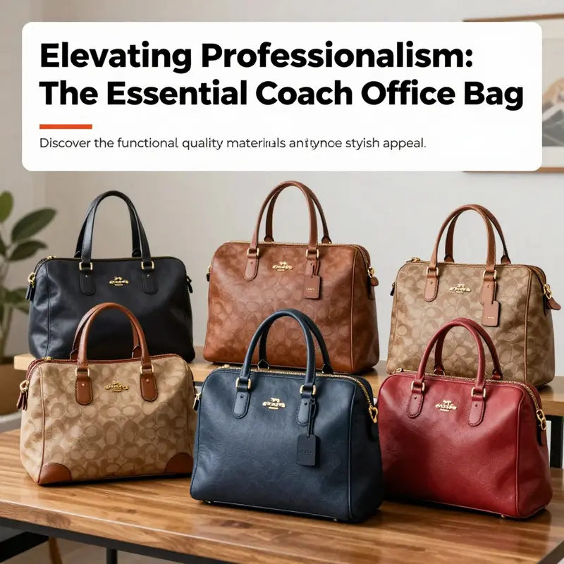 Multiple Coach office bags displayed elegantly, showcasing their variety and professional charm.