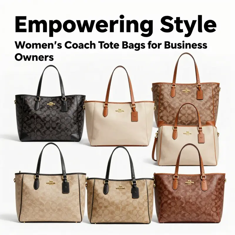 Collection of Women's Coach tote bags displaying various styles and colors for business professionals.