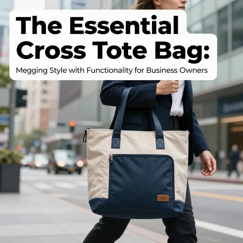 A confident business professional walking in the city with a stylish cross tote bag.