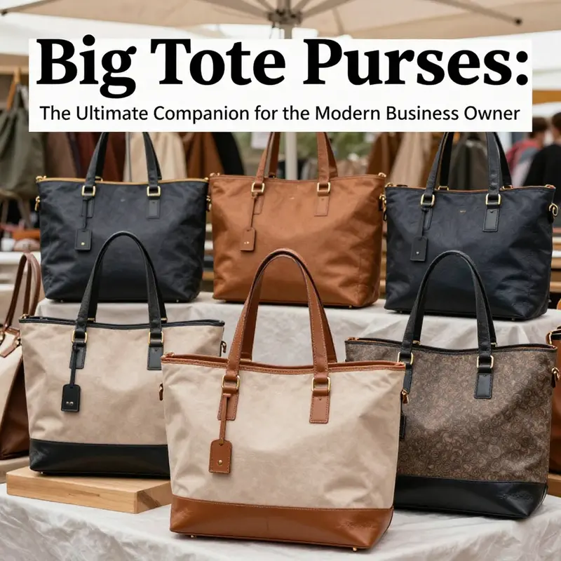 An artistic display of various stylish big tote purses, capturing their essence as practical and fashionable accessories.
