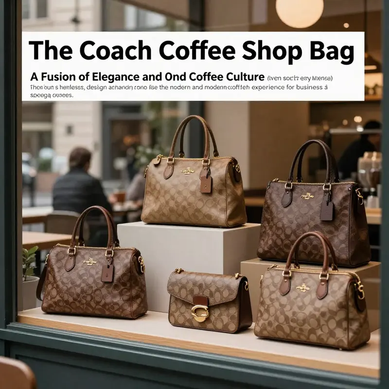 Various Coach Coffee Shop Bags showcased in a fashionable urban café.