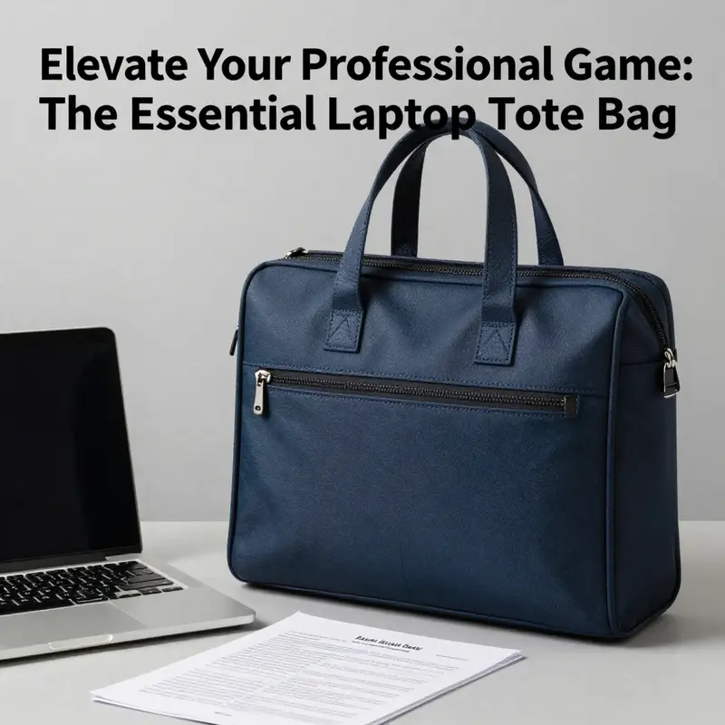 A stylish laptop tote bag next to a laptop and business papers, reflecting professionalism and elegance.
