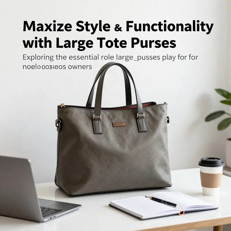 A large tote purse on a stylish desk with a laptop and planner, emphasizing its functionality for business professionals.