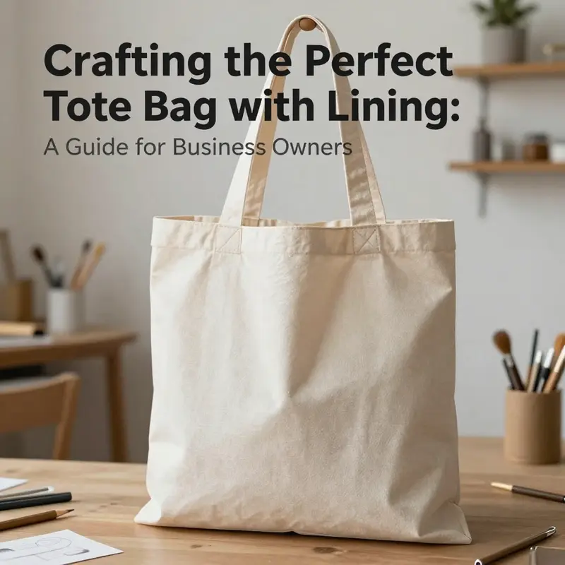 A visually appealing tote bag with lining placed with crafting materials, symbolizing the art of DIY bag making.