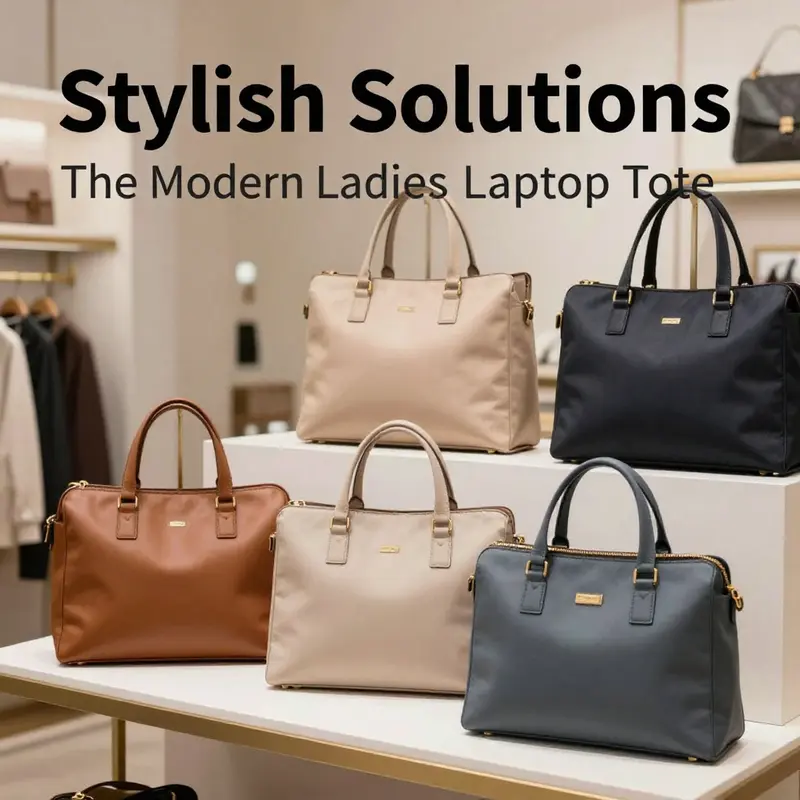 A stylish boutique showcasing an array of ladies laptop tote bags, reflecting design excellence and fashion.