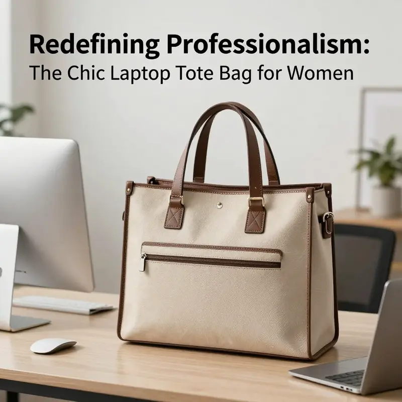 A stylish laptop tote bag in a chic office space, highlighting the blend of functionality and fashion.