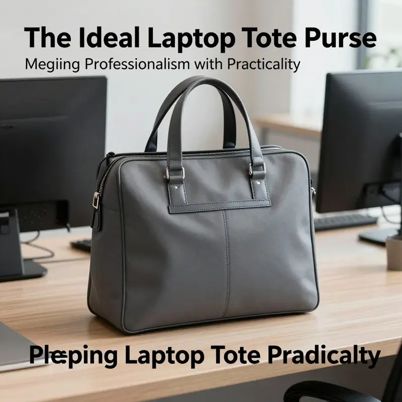 Sleek laptop tote purse positioned on a stylish office desk.