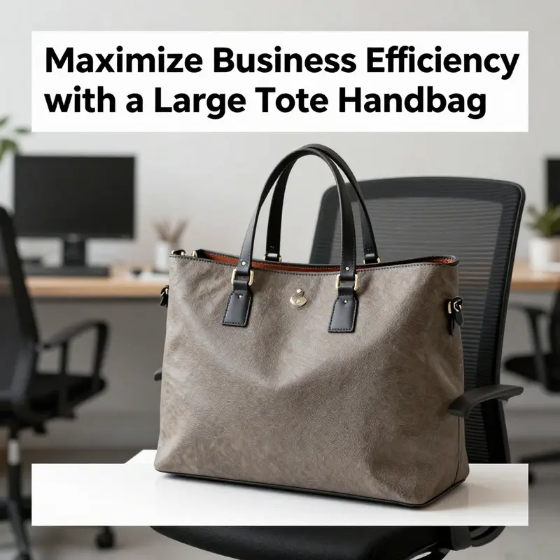 A chic large tote handbag displayed in a professional environment, emphasizing its utility and style for business applications.