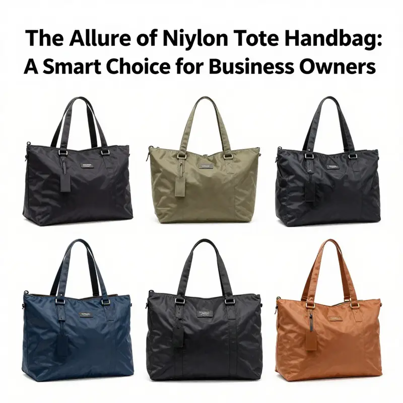 A collection of nylon tote handbags displayed in various colors and styles, illustrating their elegance and usability.