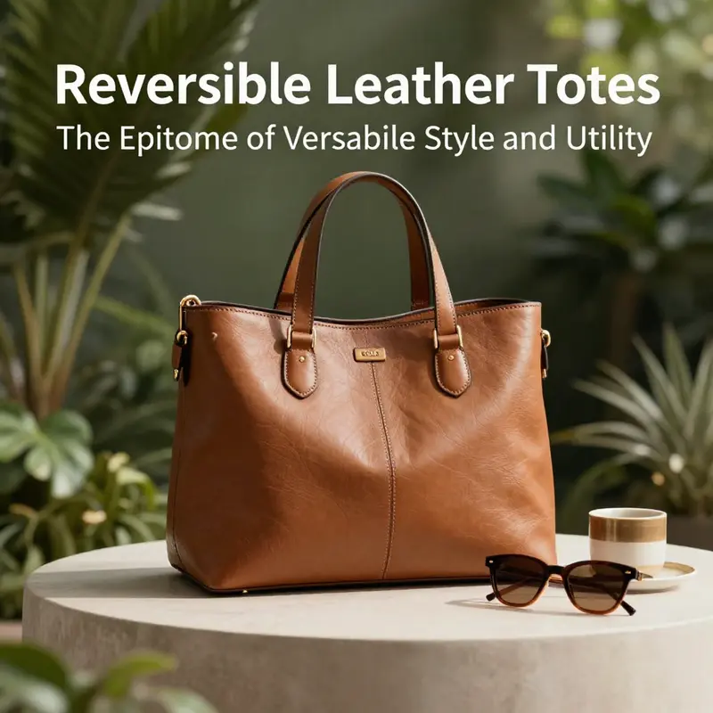 A stylish reversible leather tote bag in an aesthetically pleasing environment, highlighting its luxurious design.