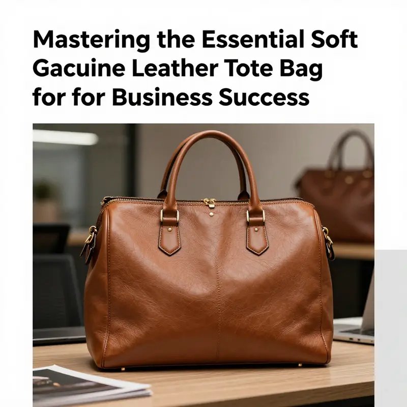 An elegant scene showcasing soft genuine leather tote bags in a professional business setting.