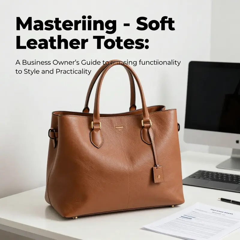 An elegant soft leather tote bag in an office setting, showcasing its professional appeal.