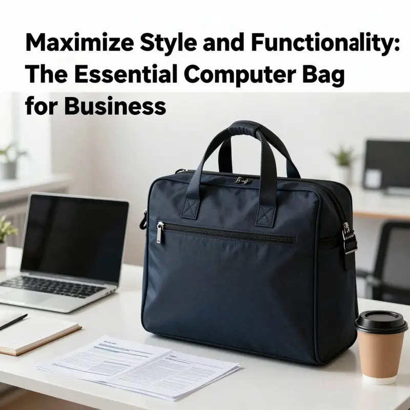 A tote computer bag on a desktop with a laptop and documents, showcasing a blend of style and function in an office setting.