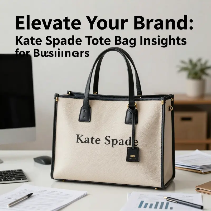 A Kate Spade tote bag placed on a workspace, surrounded by business essentials.