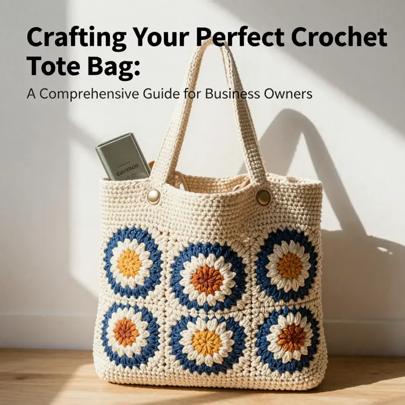A stylish crochet tote bag displayed with everyday items, emphasizing its functional design.