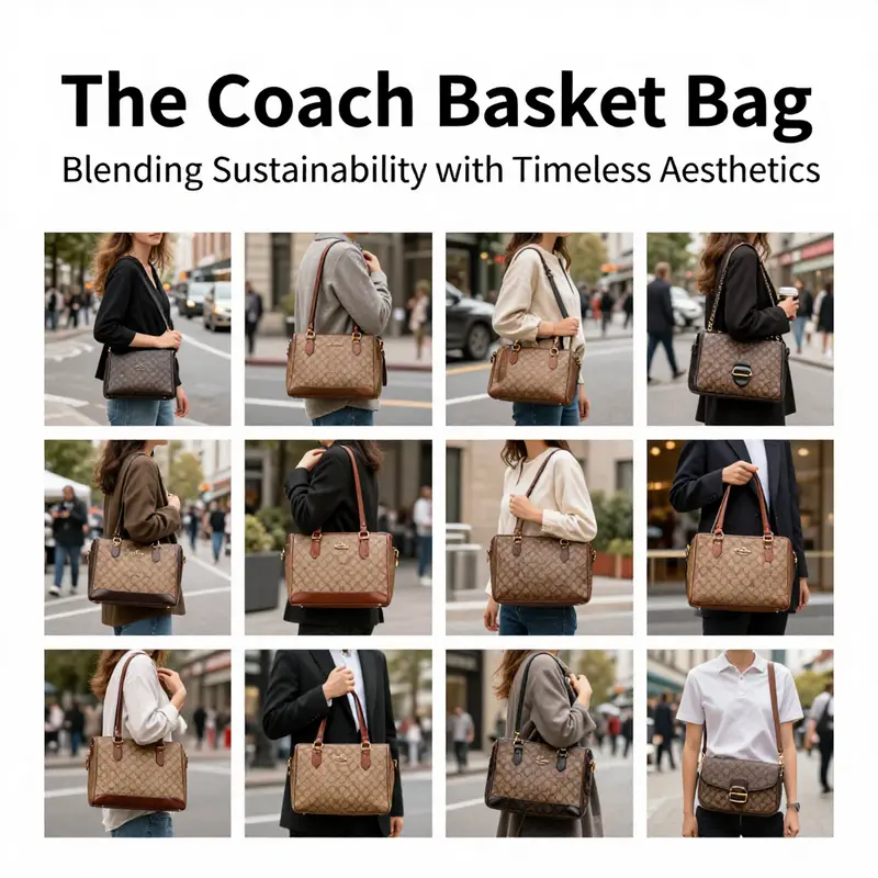 A sustainable vision showcased in the Coach Basket Bag’s regenerated leather design.