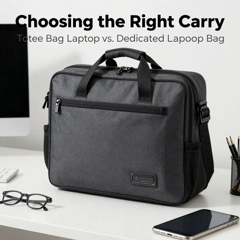 The convenience of a tote bag laptop sleeve in a professional setting elucidates its stylish yet limited protection.