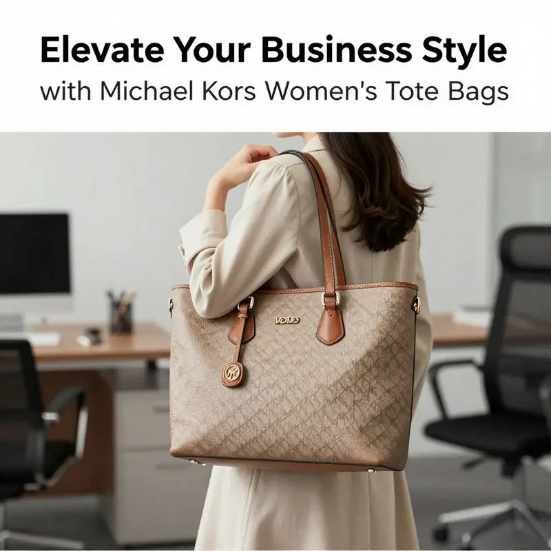A businesswoman exemplifying modern elegance with her Michael Kors tote.