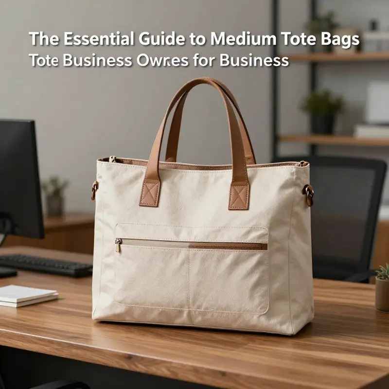 A stylish medium tote bag showcasing its design features, perfect for professional settings.