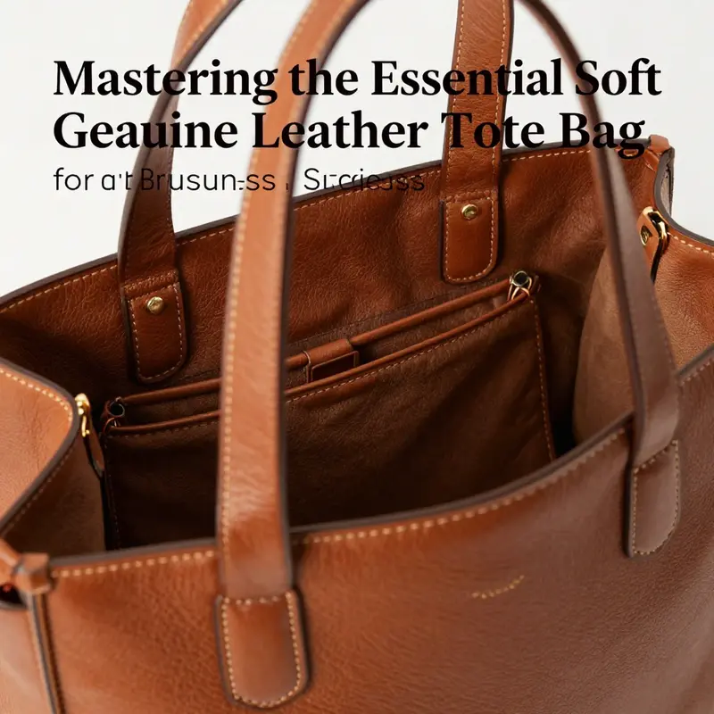 A display showcasing the various types of soft genuine leather tote bags available.