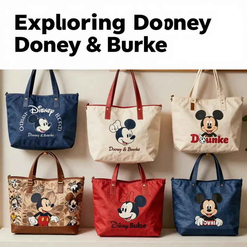 A vibrant display of Disney Dooney & Bourke tote bags, showcasing their designs and collectibility.
