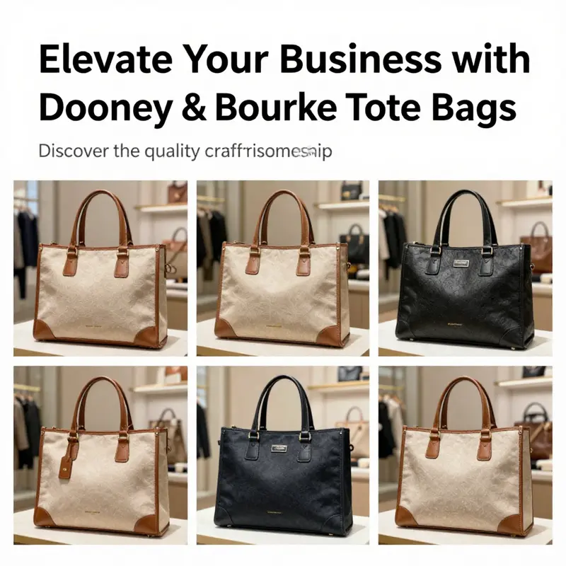 An elegant display of various Dooney & Bourke tote bags showcasing their quality craftsmanship and design in a retail setting.