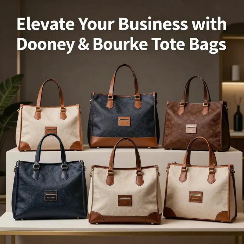 A stylish arrangement of Dooney & Bourke tote bags demonstrating elegance and brand quality.